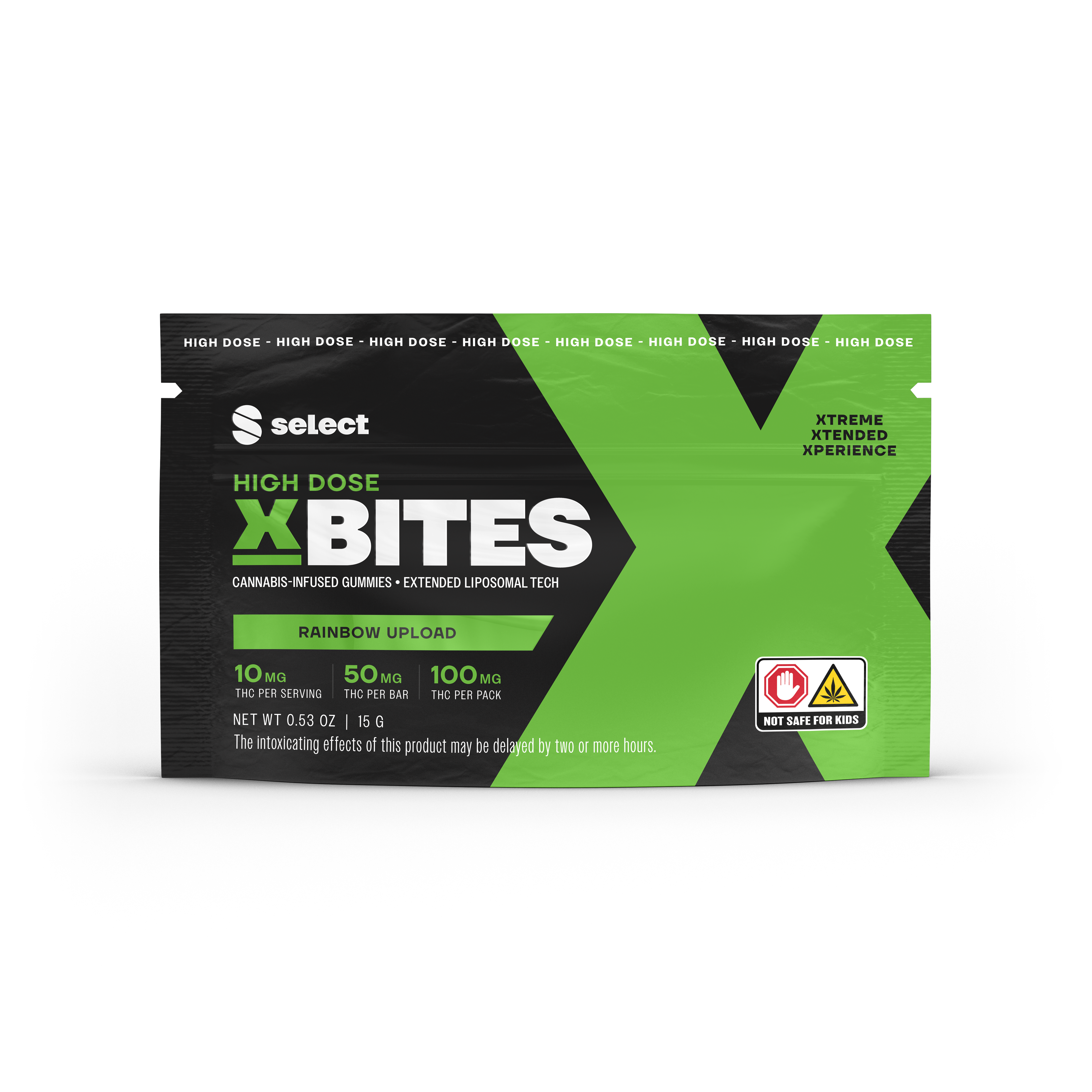 Photograph of product: Rainbow Upload High Dose X Bites 2-pack | 100mg