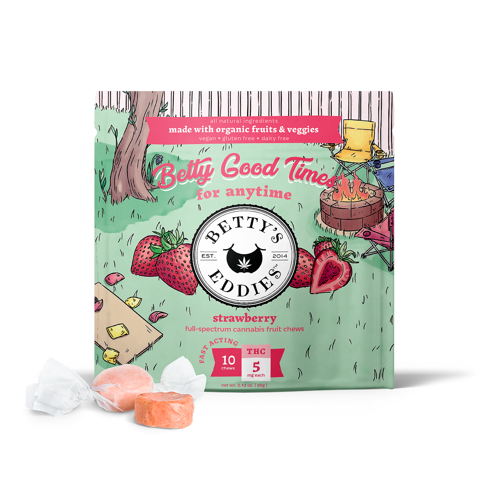 Photograph of product: Betty's Eddies 10mg Strawberry Anytime Chews