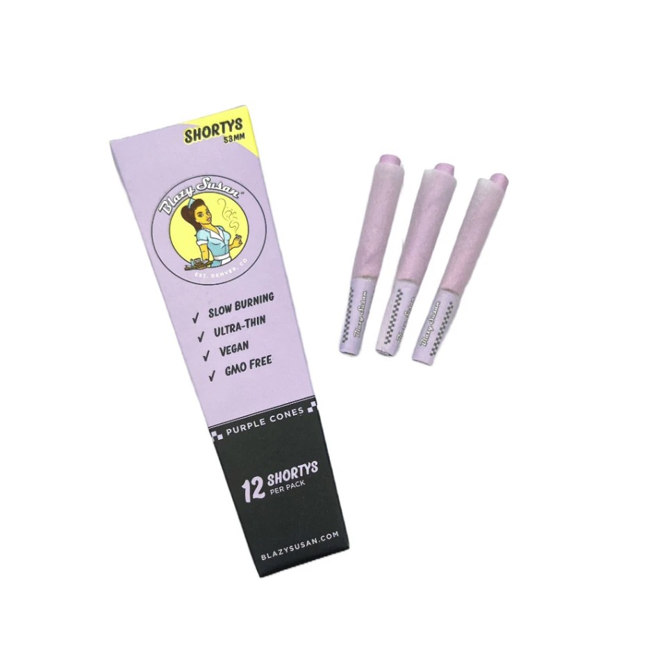 Photograph of product: Rolling Papers | Blazy Susan | Shorty Cones 12pk | Purple