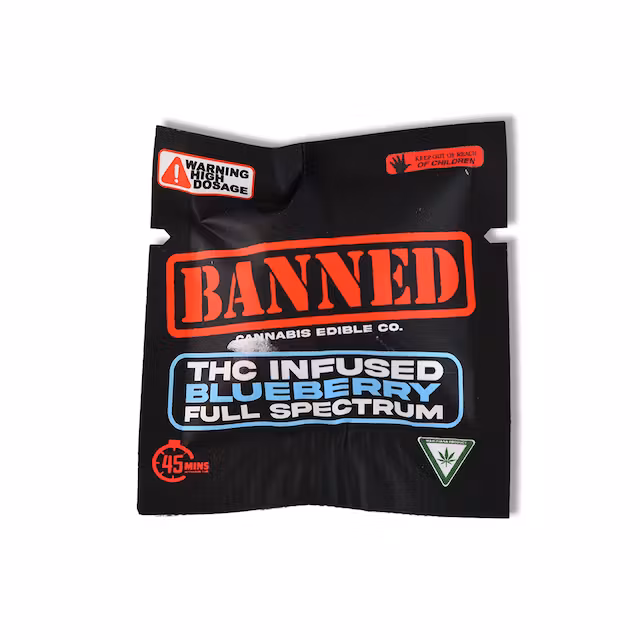 Photograph of product: Banned | Edible | Single Gummy | Blueberry Lemonade | 200mg