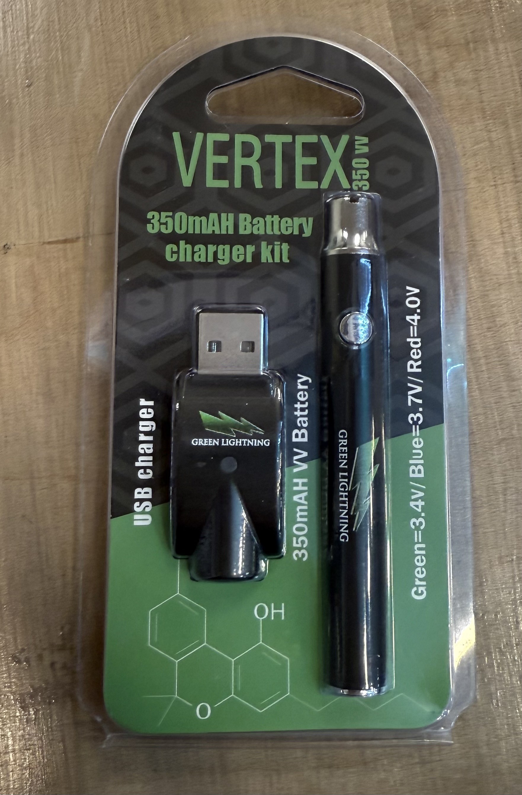 Photograph of product: Green Lightning 510 Threaded Battery