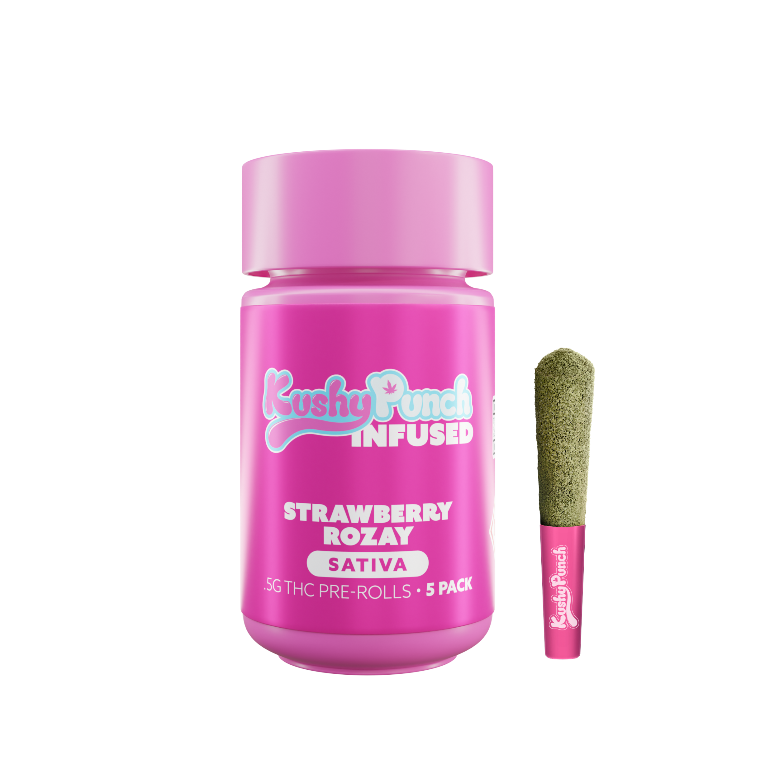 Photograph of product: 5PK Kushy Punch Infused .5g Liquid Diamond Prerolls - Strawberry Rozay