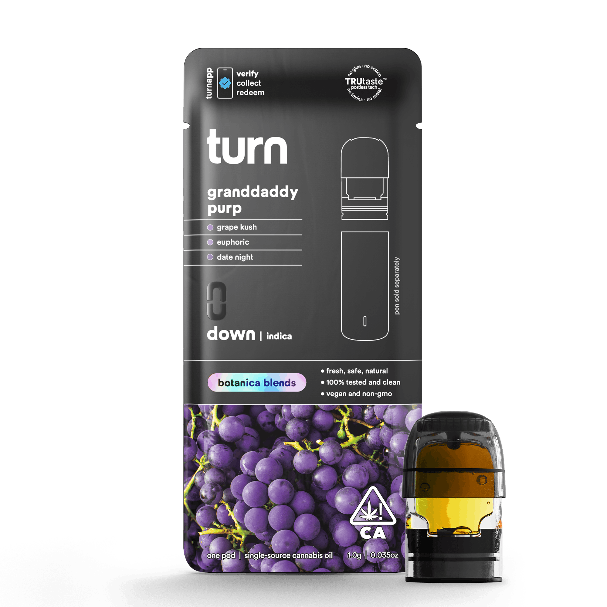 Photograph of product: TURN | GRANDDADDY PURPLE (I) | 1G BOTANICA BLENDS POD