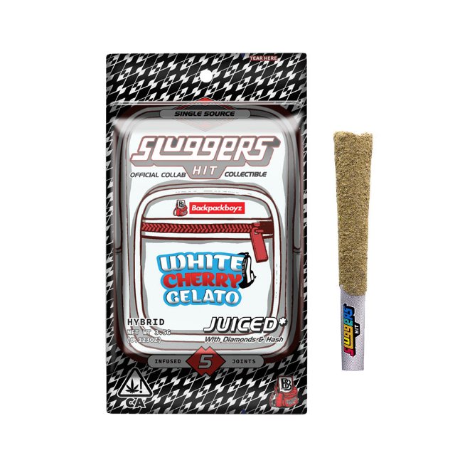 Photograph of product: Sluggers | White Cherry Gelato | Juiced | Infused Preroll 5pk | 3.5g