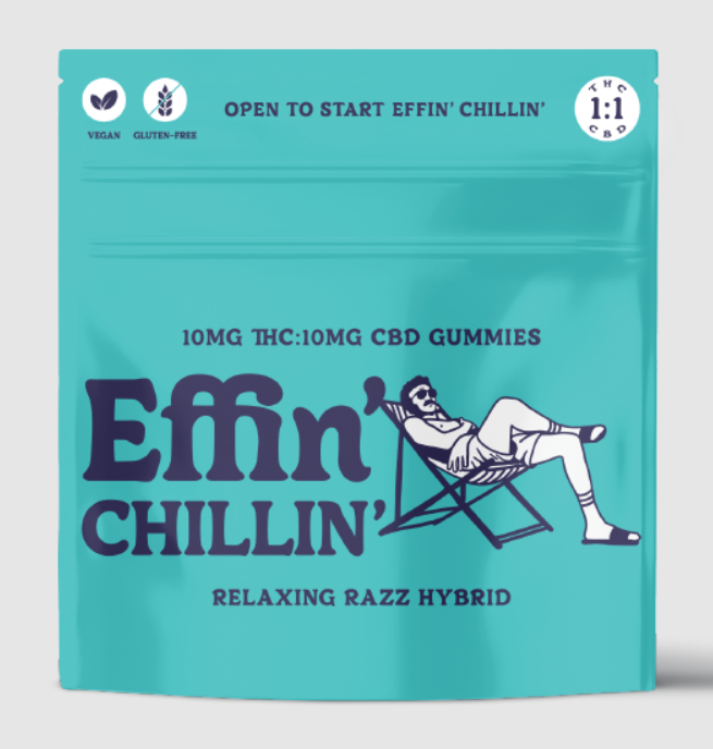Photograph of product: Effin Chillin - Relaxing Razz - 1:1 TH-oui:CBD Gummies- 100mg