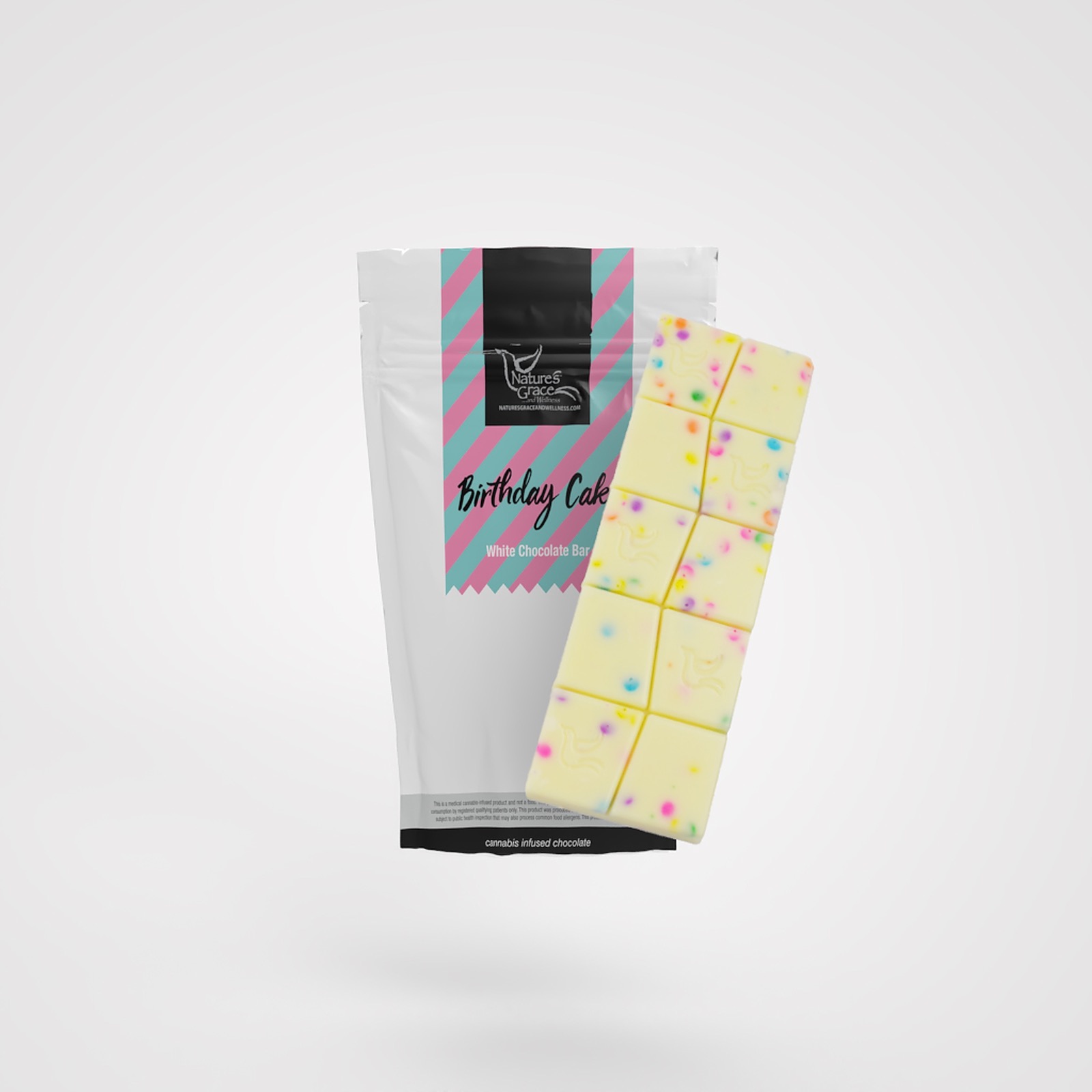 Photograph of product: Birthday Cake White Chocolate Bar 100mg