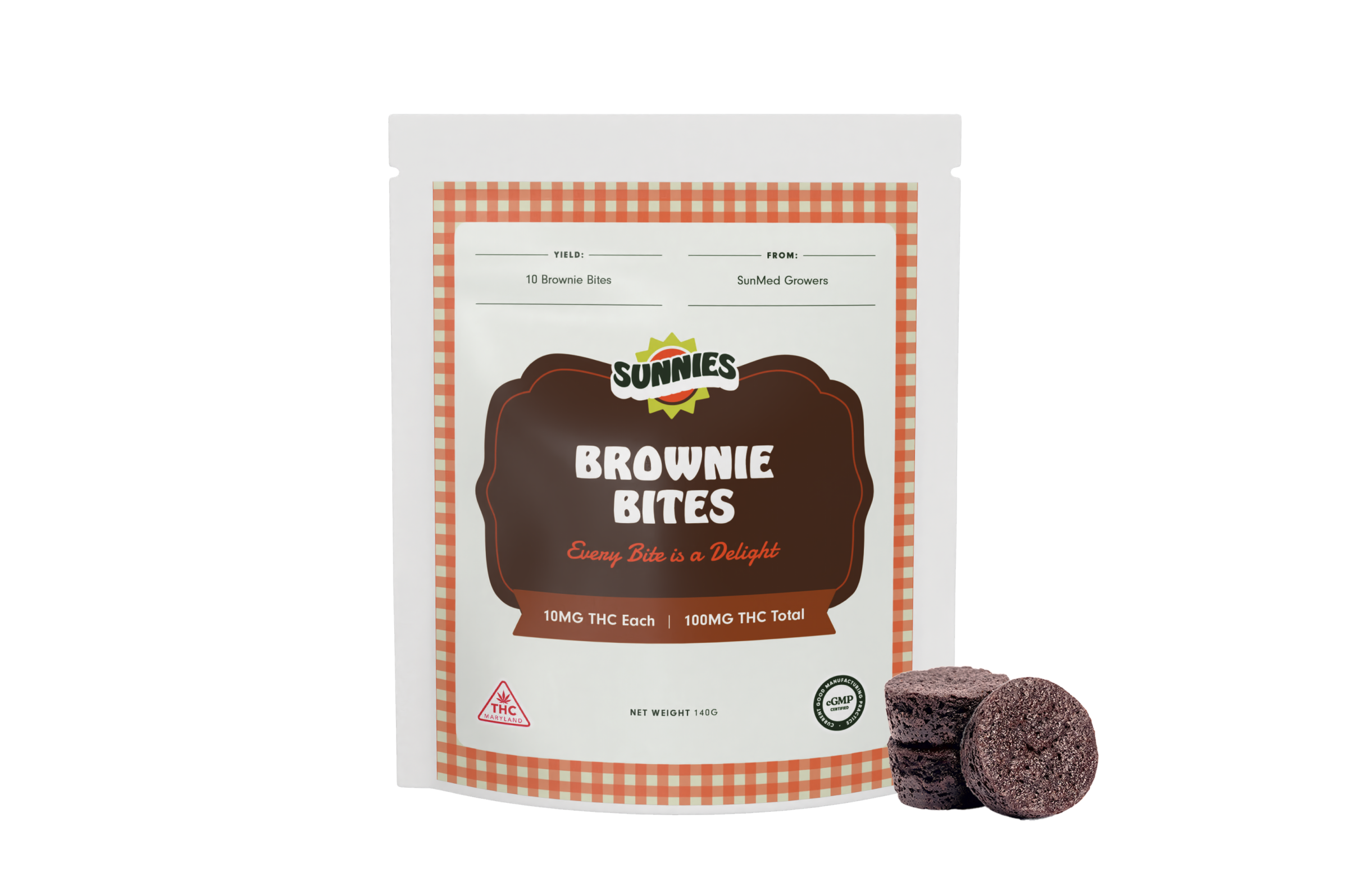 Photograph of product: Sunnies Brownie Bites 10mg