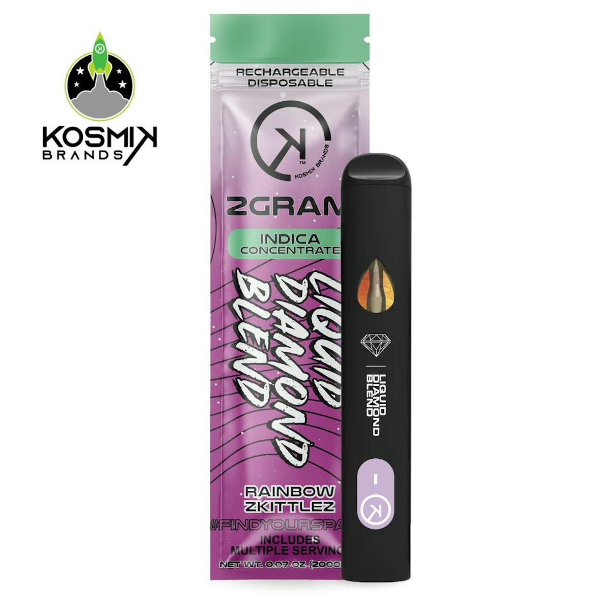 Photograph of product: Rainbow Zkittlez - Liquid Diamond Disposable (2g)