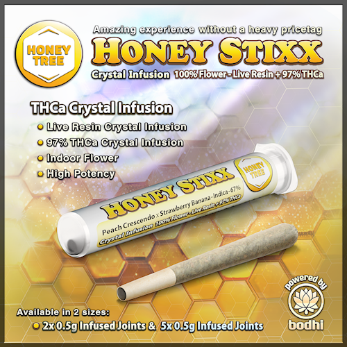 Photograph of product: Honey Tree | GMO X Oreoz | Live Resin TH-ouia Crystal Infused | [.5g] | 2pk | 1g | Oui'd