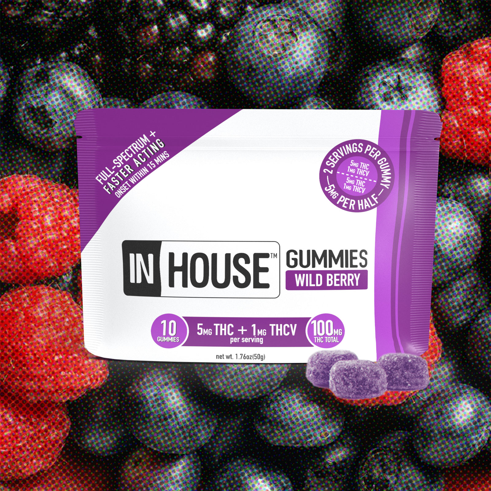 Photograph of product: In House I Gummies I Wild Berry 2:1 I TH-oui/TH-ouiV