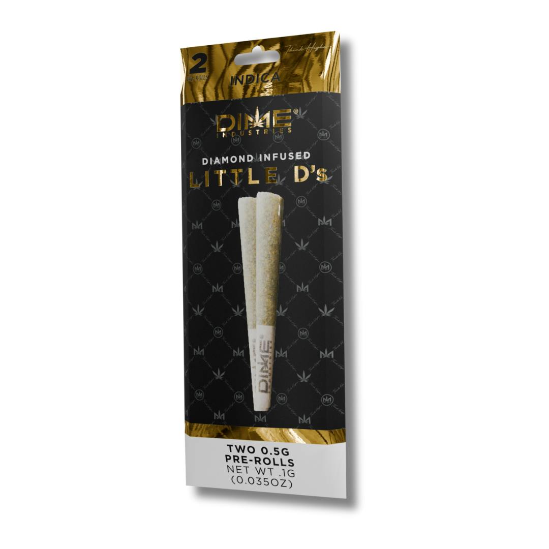 Photograph of product: Dime Industries | Alien OG | Little D's | Diamond Infused Pre-Roll 2pk | 1g