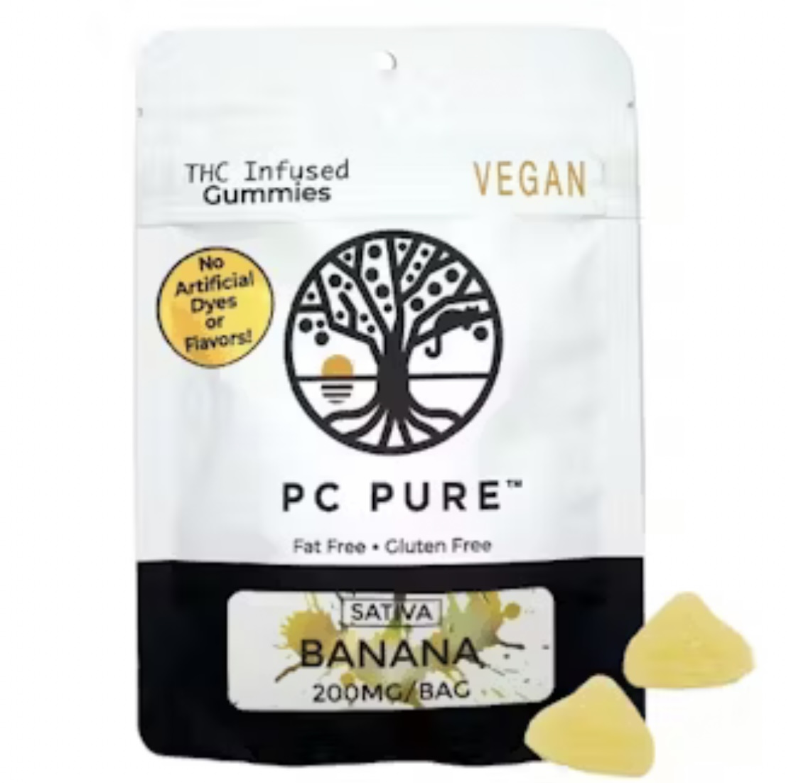 Photograph of product: PC Pure: Banana 200MG Gummies