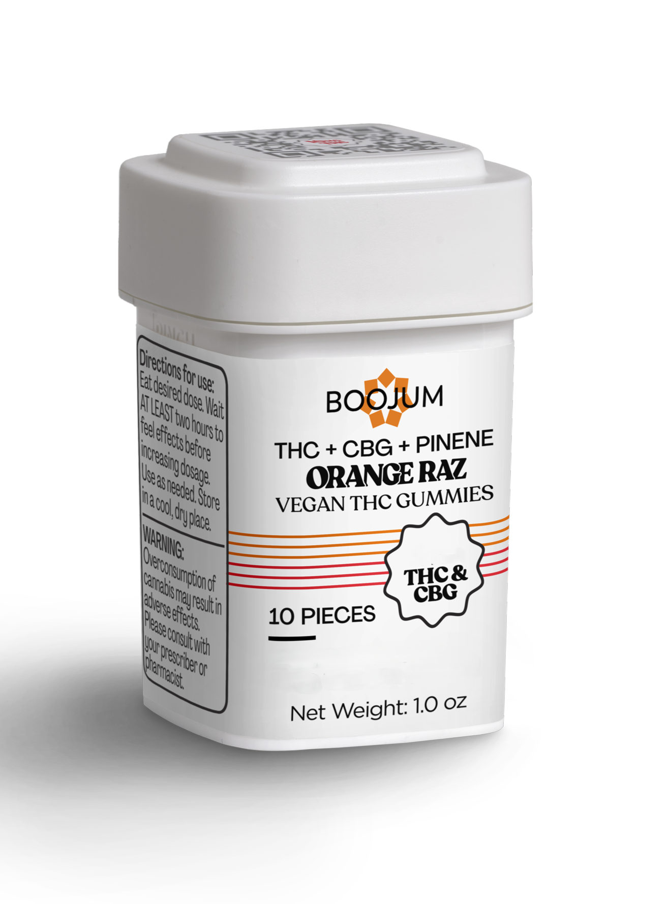 Photograph of product: Orange Raz 1:1 TH-oui:CBG | 5mg - 10 Count