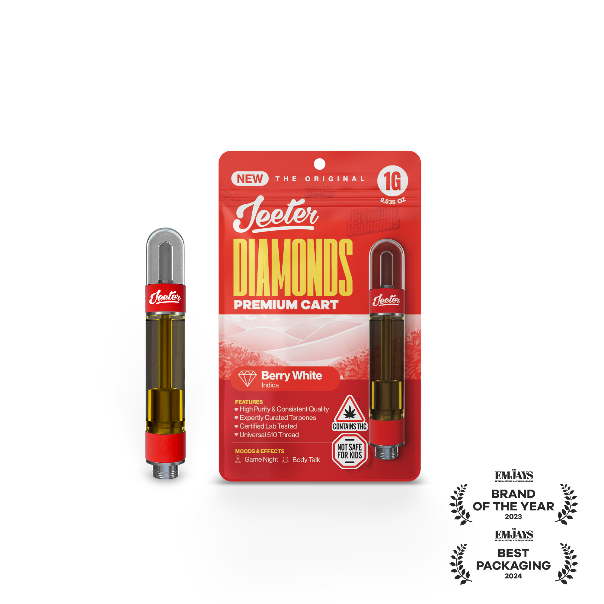 Photograph of product: Jeeter - Berry White - Diamonds Vape Cart - 1g