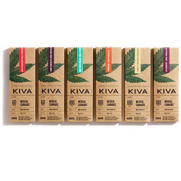 Photograph of product: Kiva Blackberry Dark Chocolate Bar - 100MG