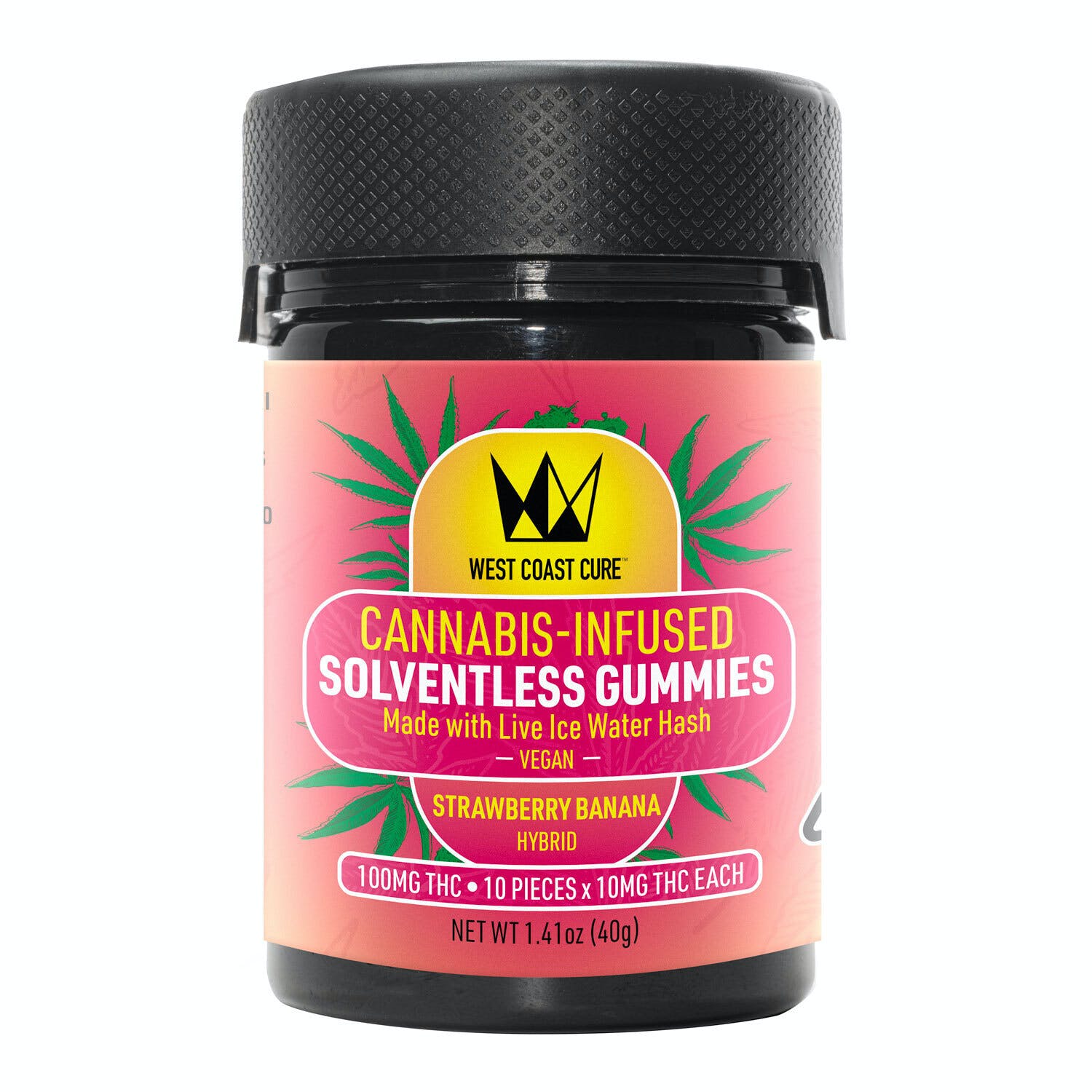 Photograph of product: Strawberry Banana Flavored Solventless Gummies - 10x 10mg/gummy