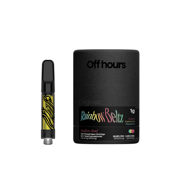 Photograph of product: Off Hours Originals | Cartridge | Oui'd | Rainbow Beltz | CDT | Fruity | Euphoric | Peaceful