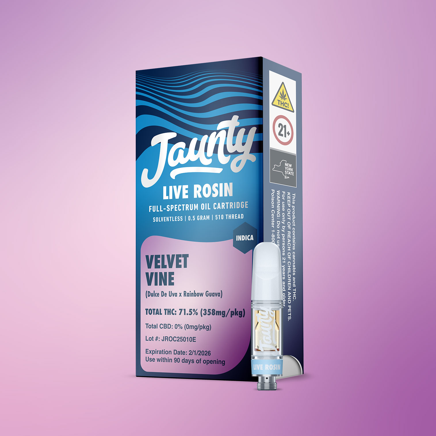 Photograph of product: Jaunty | 510 Live Rosin Cart Velvet Vine