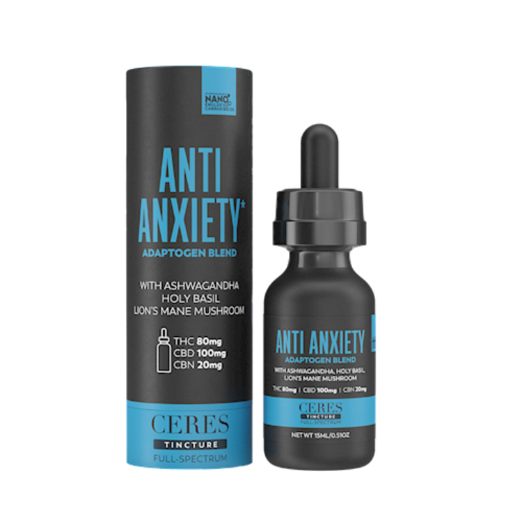 Photograph of product: CERES Adaptogen Tincture 1:1 TH-oui:CBD 200mg - Anti Anxiety .51oz