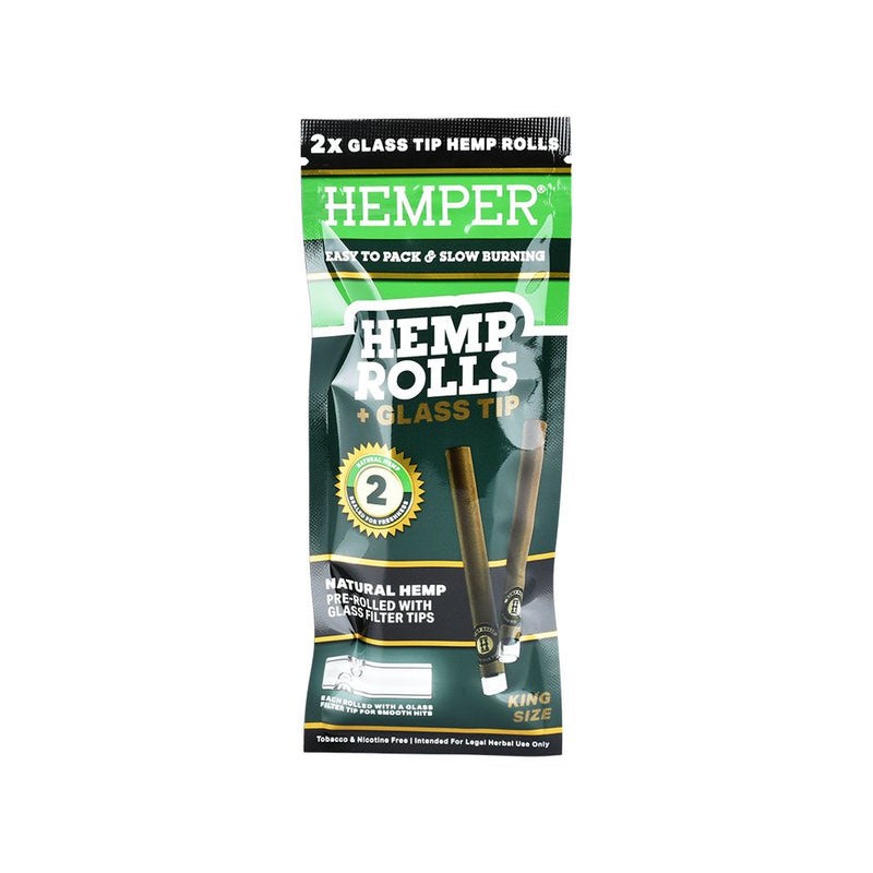 Photograph of product: Hemper: Accessories | King Size Rolls w/ Glass Tips | 2pk