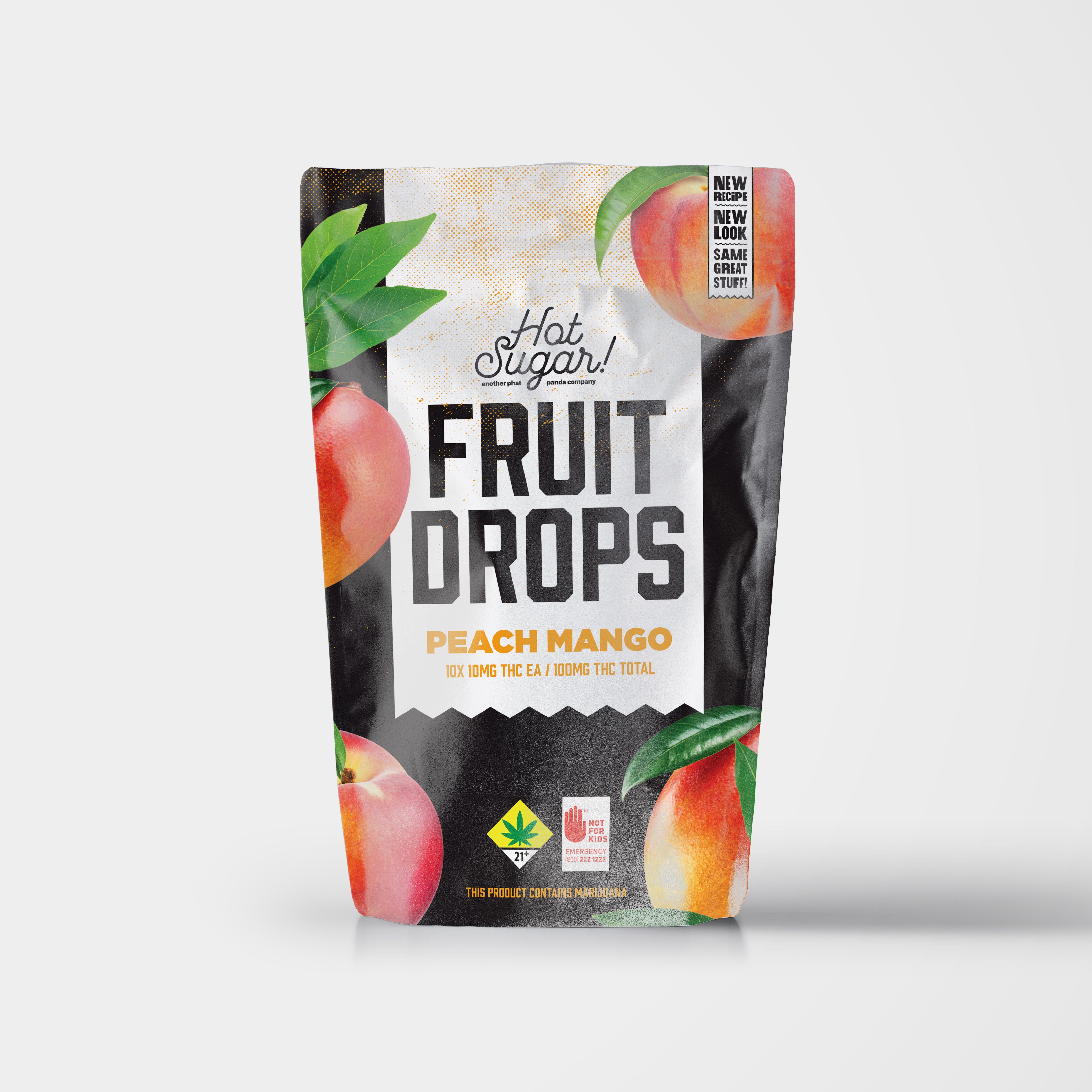 Photograph of product: Peach Mango Fruit Drops | 10 Pack | 100mg