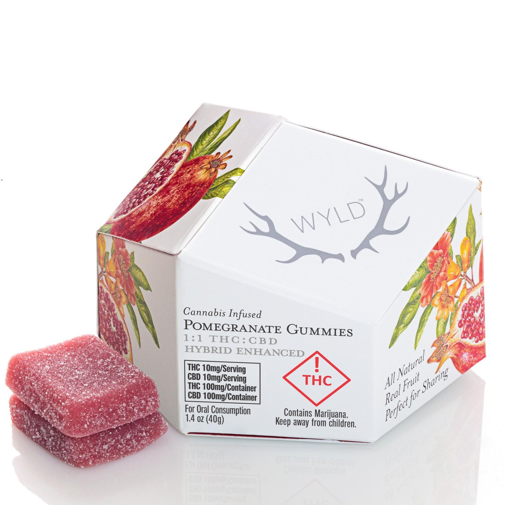 Photograph of product: Pomegranate (H) - (1:1 TH-oui:CBD) - 100mg Gummies - WYLD