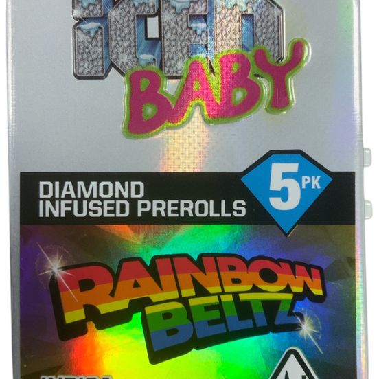 Photograph of product: Iced Out - Rainbow Belts 0.5g 5pk Infused Preroll - 