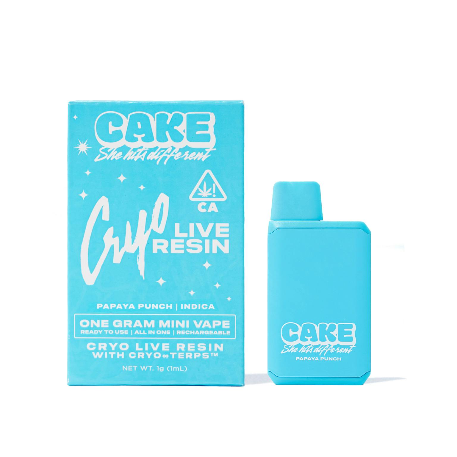 Photograph of product: CAKE She Hits Different | Papaya Punch Live Resin All-In-One | 1g