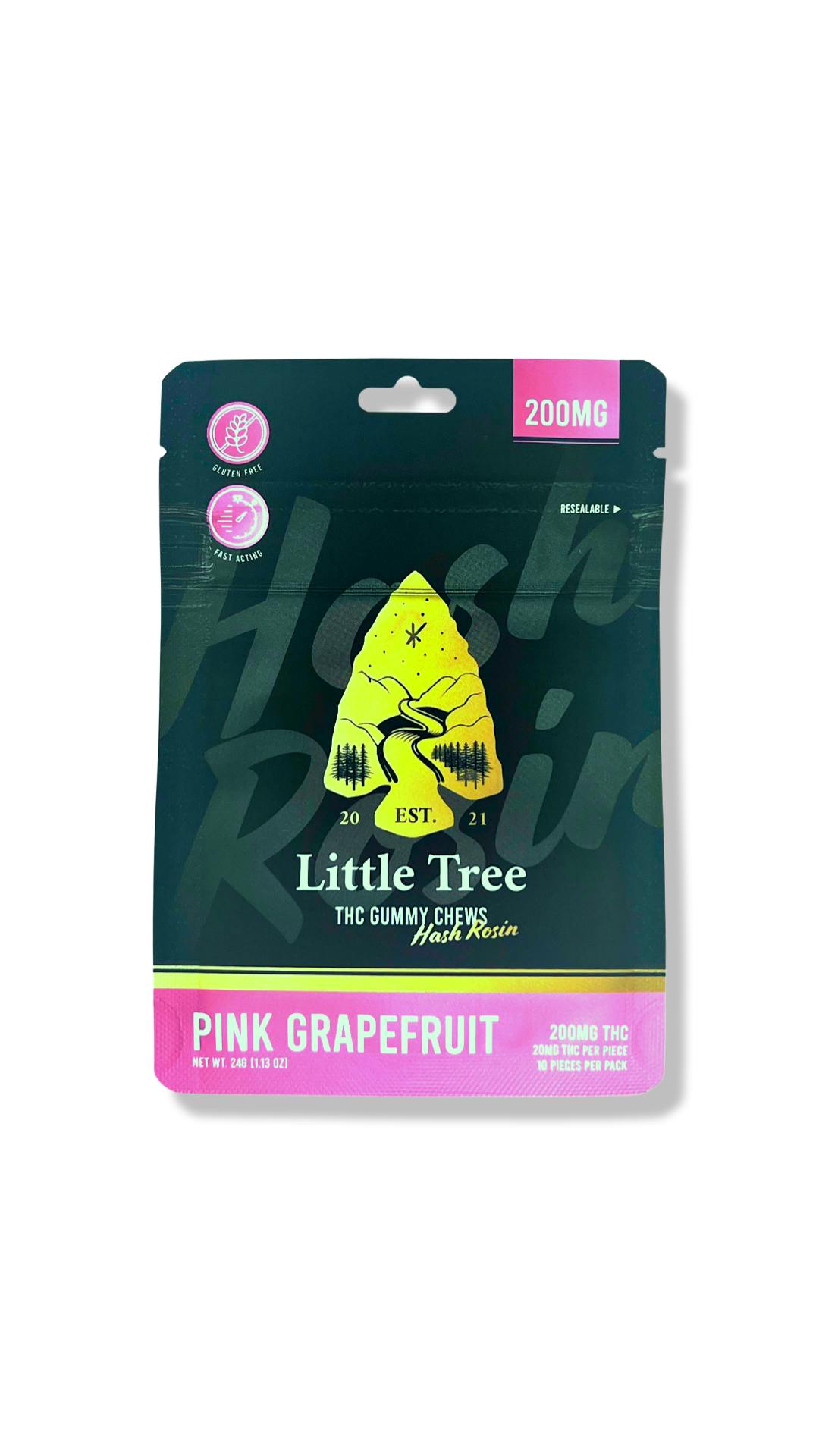 Photograph of product: Little Trees au chocolat Rosin Gummies 10 Pack - Pink Grapefruit - 200MG