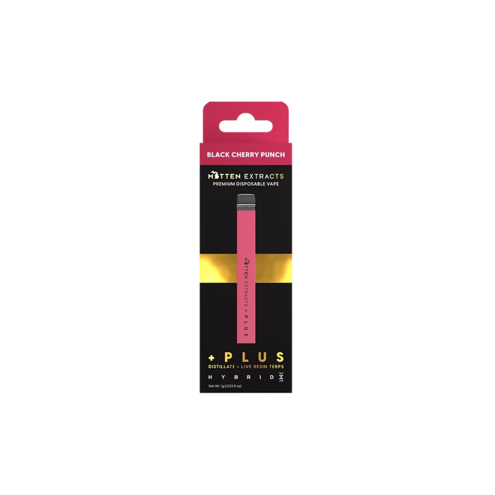 Photograph of product: MITTEN EXTRACTS | BLACK CHERRY PUNCH | HYBRID | DISPOSABLE VAPE | 1G | REC