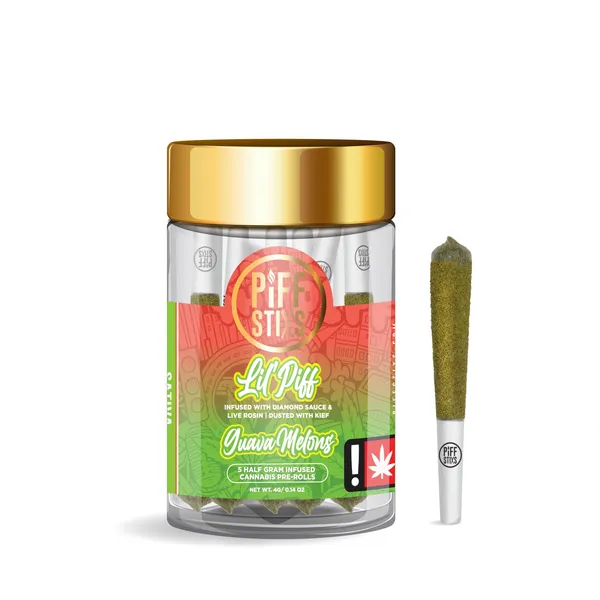Photograph of product: Piff Stixs - Guava Melons - 5pk Lil Piffs