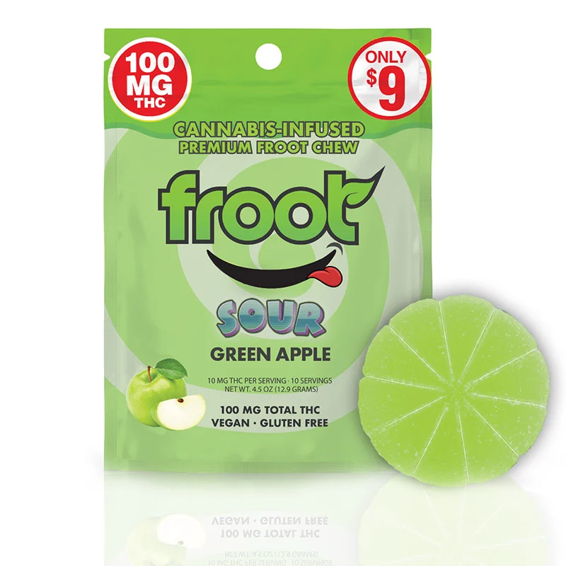 Photograph of product: Froot - 100mg Single Gummy - Sour Green Apple