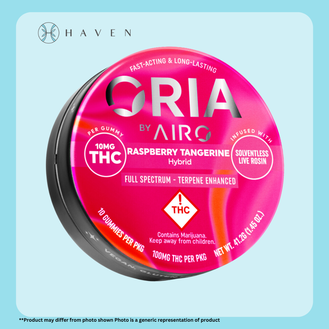 Photograph of product: 10mg Raspberry Tangerine gummies (10pk) | ORIA