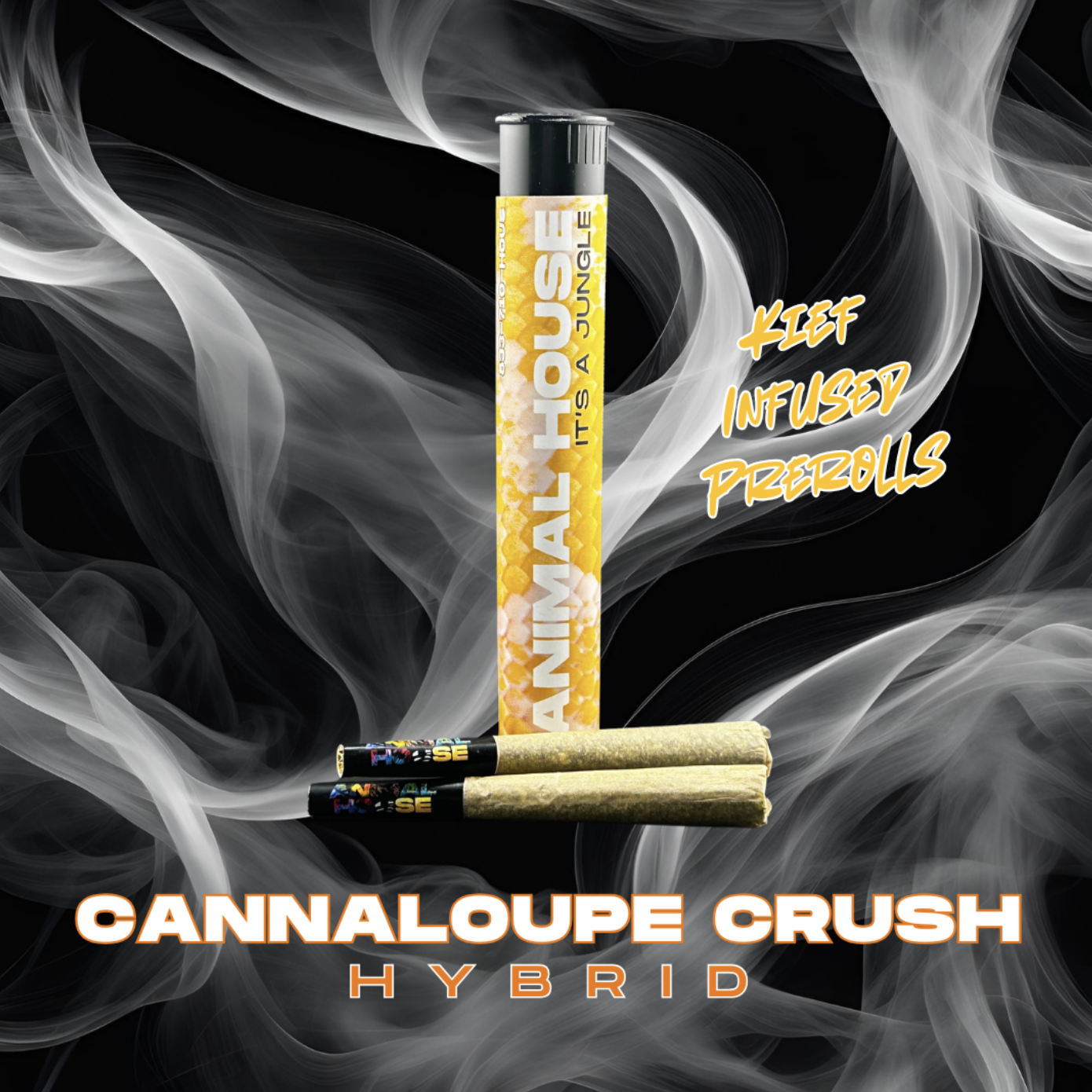 Photograph of product: Animal House |  Cannaloupe Crush | Infused Kief Pre-Rolls | .75g 2pk