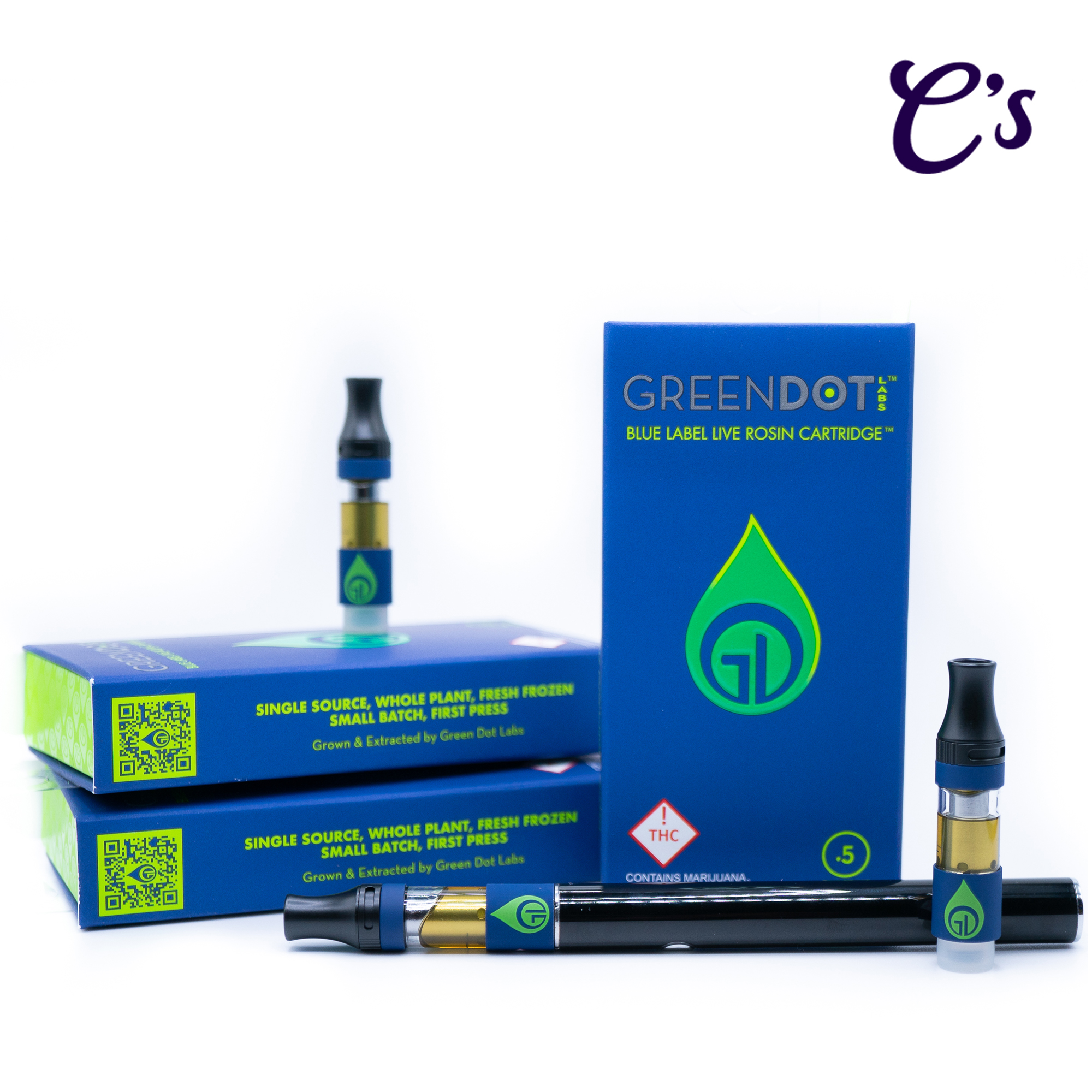Photograph of product: Green Dot | Blue Label Live Rosin Cart | Final Boss 500mg