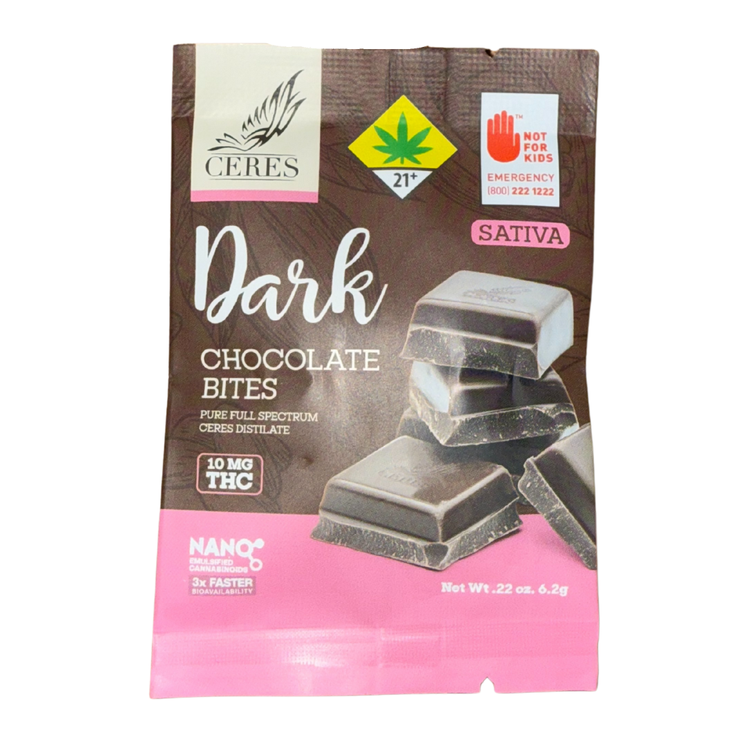 Photograph of product: Ceres Dark Chocolate Bites Single Oui'd 10mg