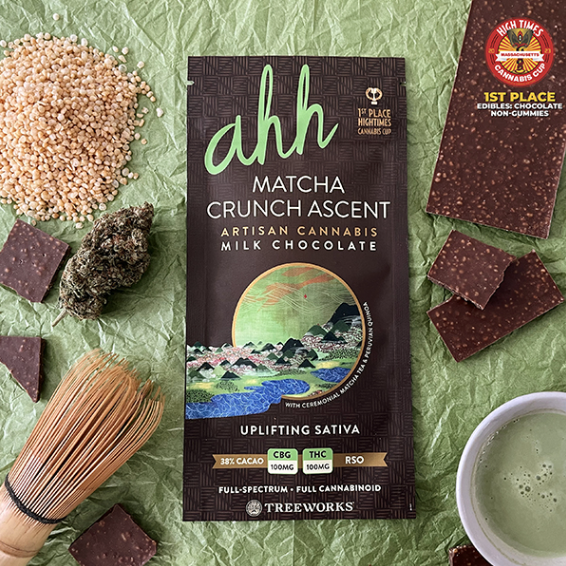 Photograph of product: Matcha Crunch Ascent 1:1 RSO Milk Chocolate Bar | 100mg - Ahh