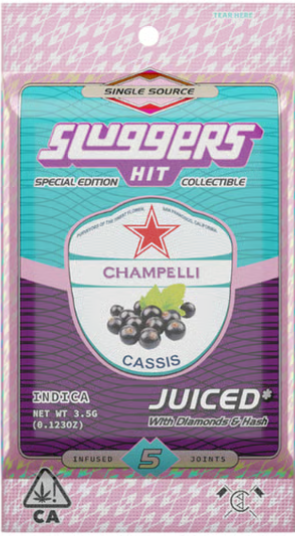 Photograph of product: [Sluggers] Infused Preroll 5 Pack - 3.5g - Champelli Cassis (I)