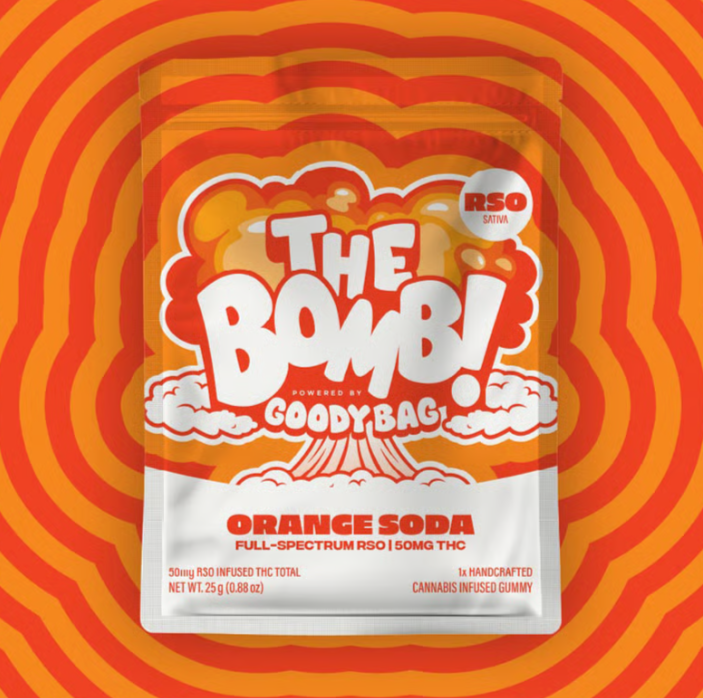 Photograph of product: Orange Soda BOMB | 50mg | 1pk RSO Gummy | Goody Bag