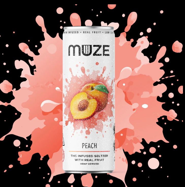 Photograph of product: Muze Hemp-Derived Beverage | Peach | 3mg