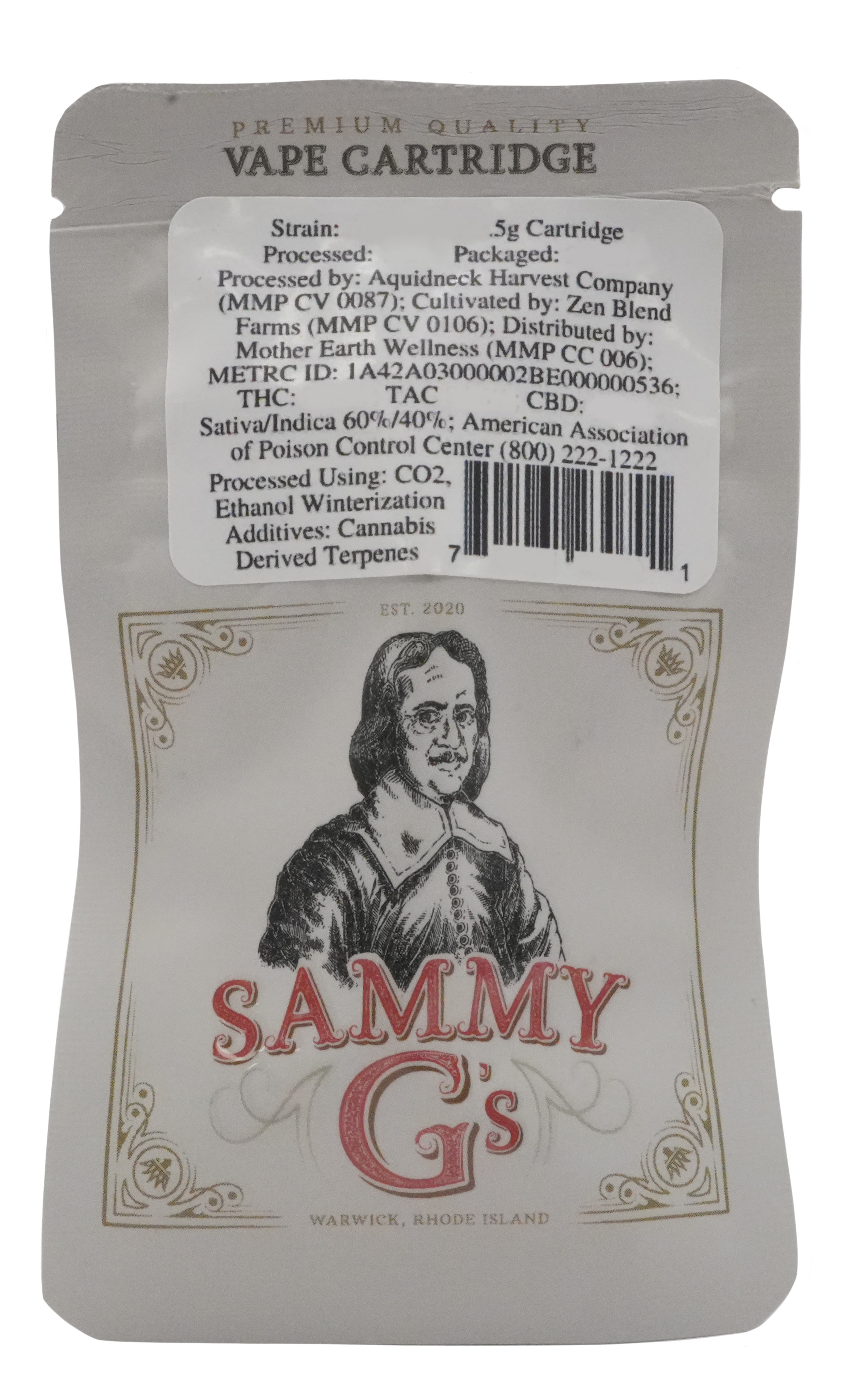 Photograph of product: Sammy G's - Donny Burger - 0.5g CO2 Vape