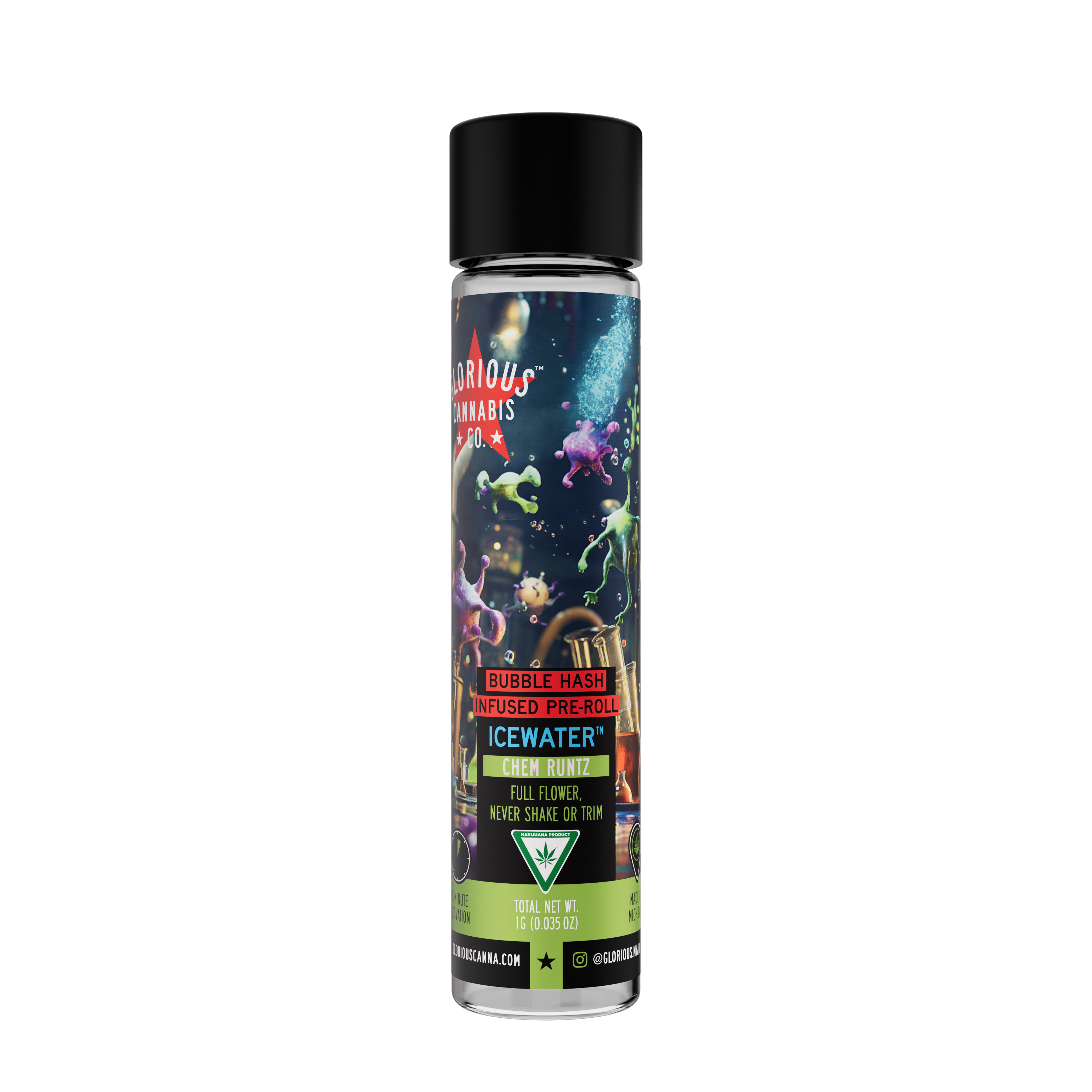 Photograph of product: Glorious Oui'd Co - Chem Runtz - Icewater au chocolat Infused Pre Roll - - Hybrid