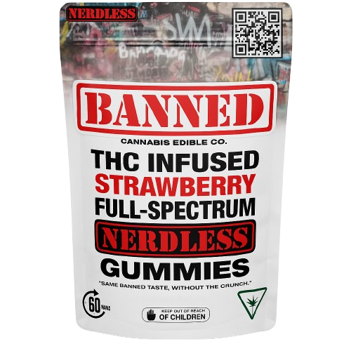 Photograph of product: Banned | Strawberry |  200mg Gummies | Nerdless