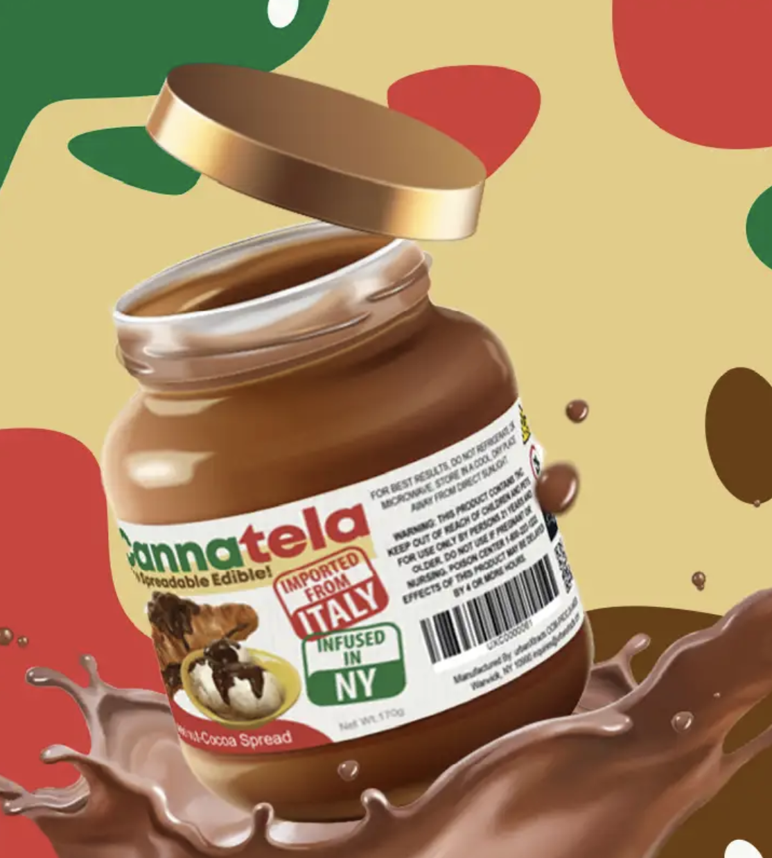 Photograph of product: Cannatela | Hazelnut Cocoa Spread | 87mg