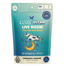 Photograph of product: Blueberry Milk 10:2:2 | TH-oui:CBN: Melatonin Live Rosin Gummies 100mg