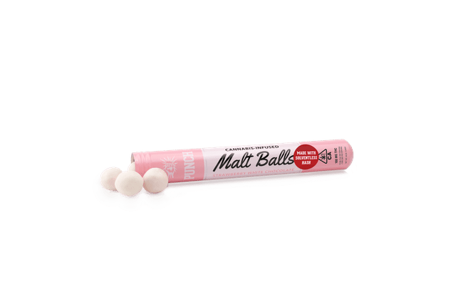 Photograph of product: 100MG Malt Hash Balls Strawberry White Chocolate - Strawberry White Chocolate