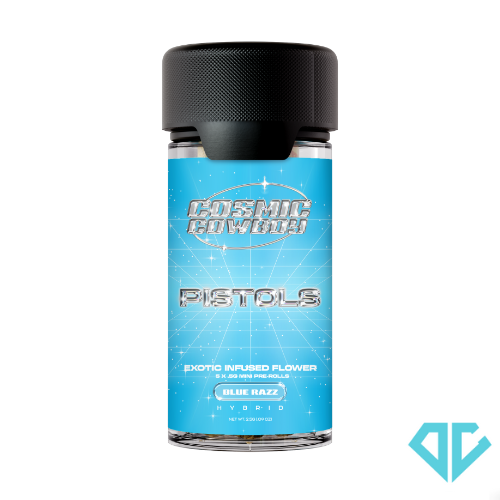 Photograph of product: Cosmic Cowboy - Pistols Blue Razz Infused Pre-Rolls .5g 5 Pack