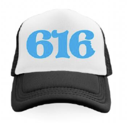 Photograph of product: Cookies Grand Rapids 616 Trucker Hat - Black/White/Cookies Blue