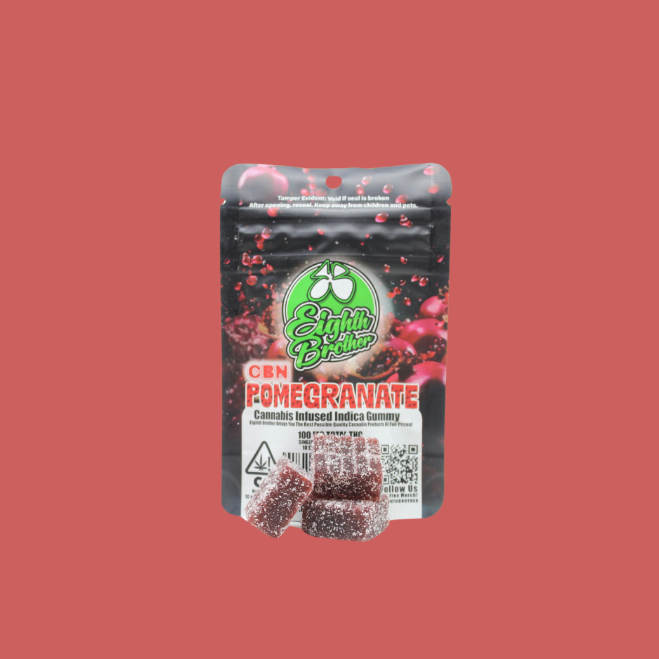 Photograph of product: Pomegranate CBN Single 100mg Cut-a-Dose Gummy