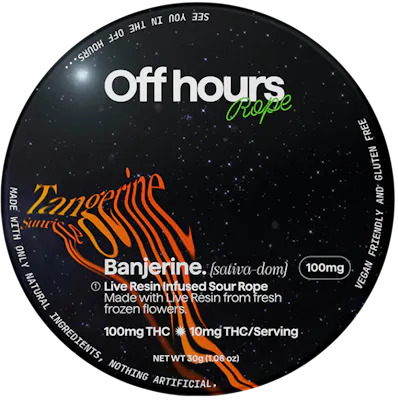 Photograph of product: Off Hours - Banjerine Sour Tangerine Sunrise - Gummy Rope - 100 mg